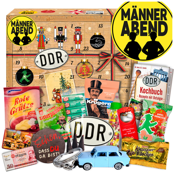 Männerabend - DDR Adventskalender 2025 mit Kultartikeln von Zetti, Dr. Quendt, Komet & Pfeffi – 24 nostalgische Überraschungen für Ostalgie-Fans