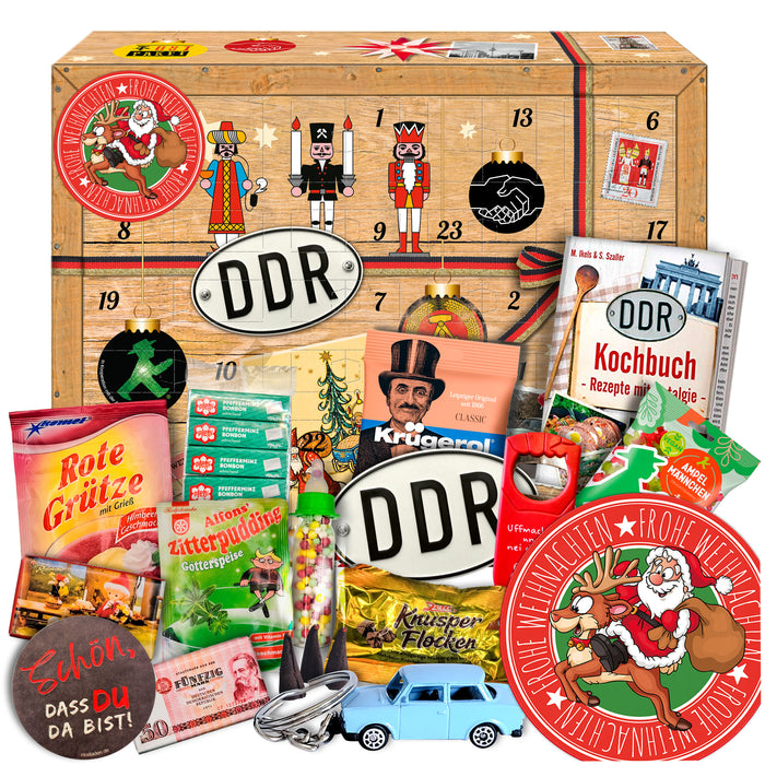 DDR Adventskalender - Frohe Weihnachten Santa 2025 mit Kultartikeln von Zetti, Dr. Quendt, Komet & Pfeffi – 24 nostalgische Überraschungen für Ostalgie-Fans