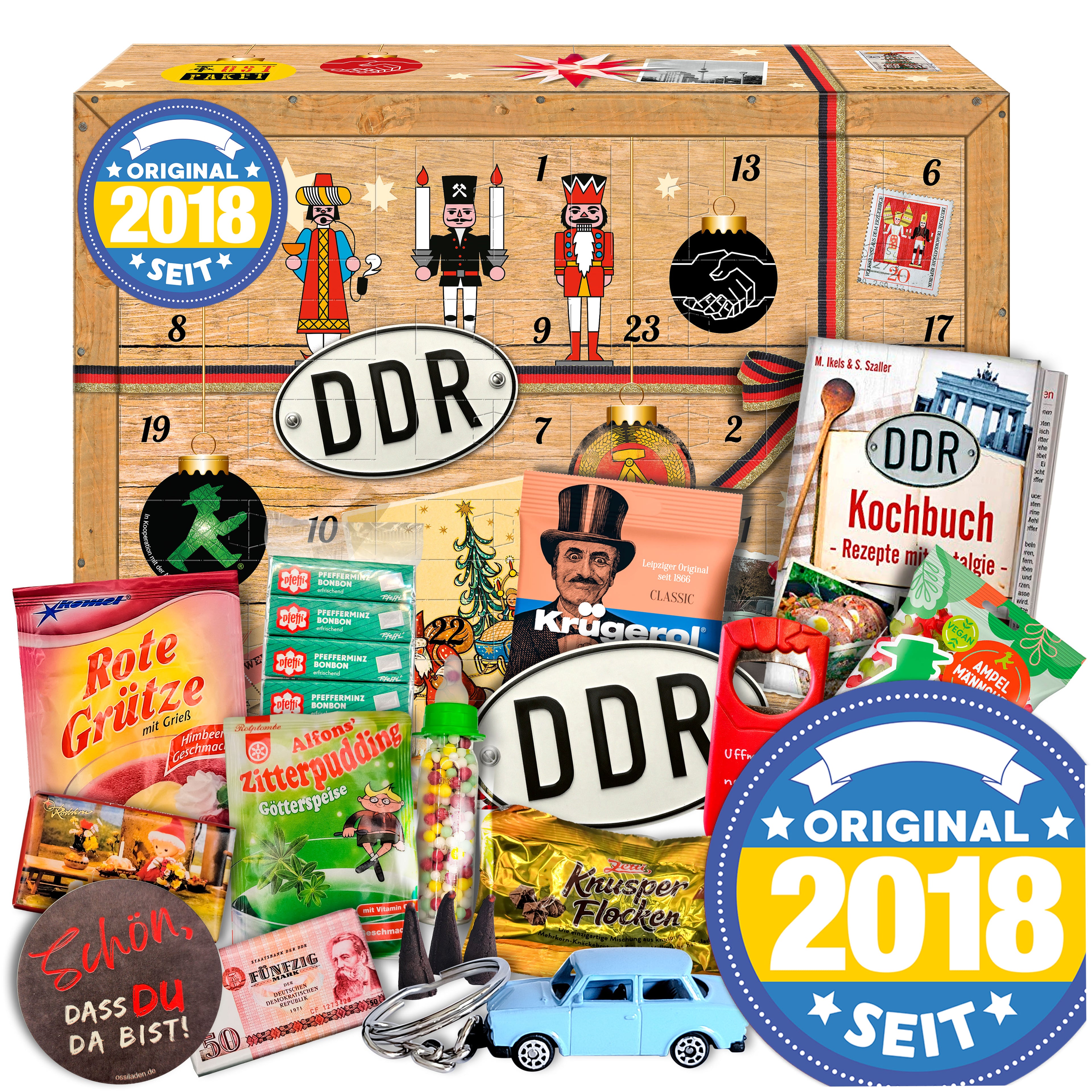 Original seit 2018 - DDR Adventskalender 2025 mit Kultartikeln von Zetti, Dr. Quendt, Komet & Pfeffi – 24 nostalgische Überraschungen für Ostalgie-Fans