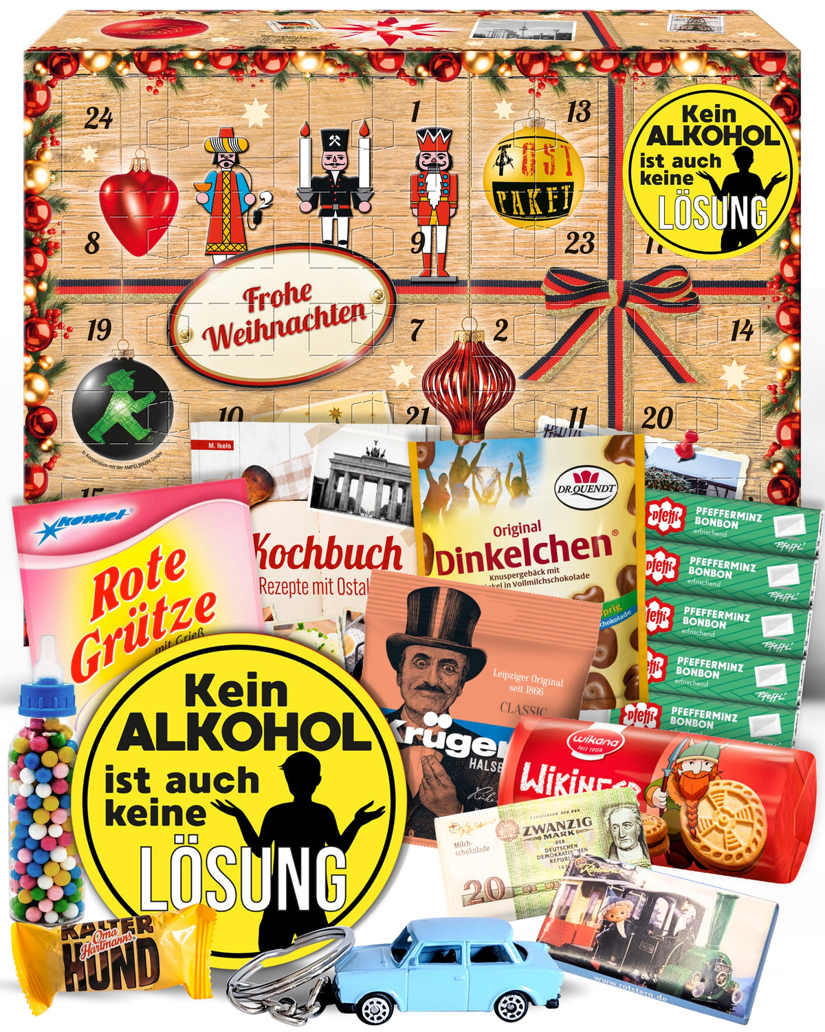 Kein Alkohol ist auch keine Lösung - Ostalgie Adventskalender 2026 – 24 Erinnerungen & Kultprodukte mit Marken wie Viba, Halloren, Zetti, Komet & Pfeffi
