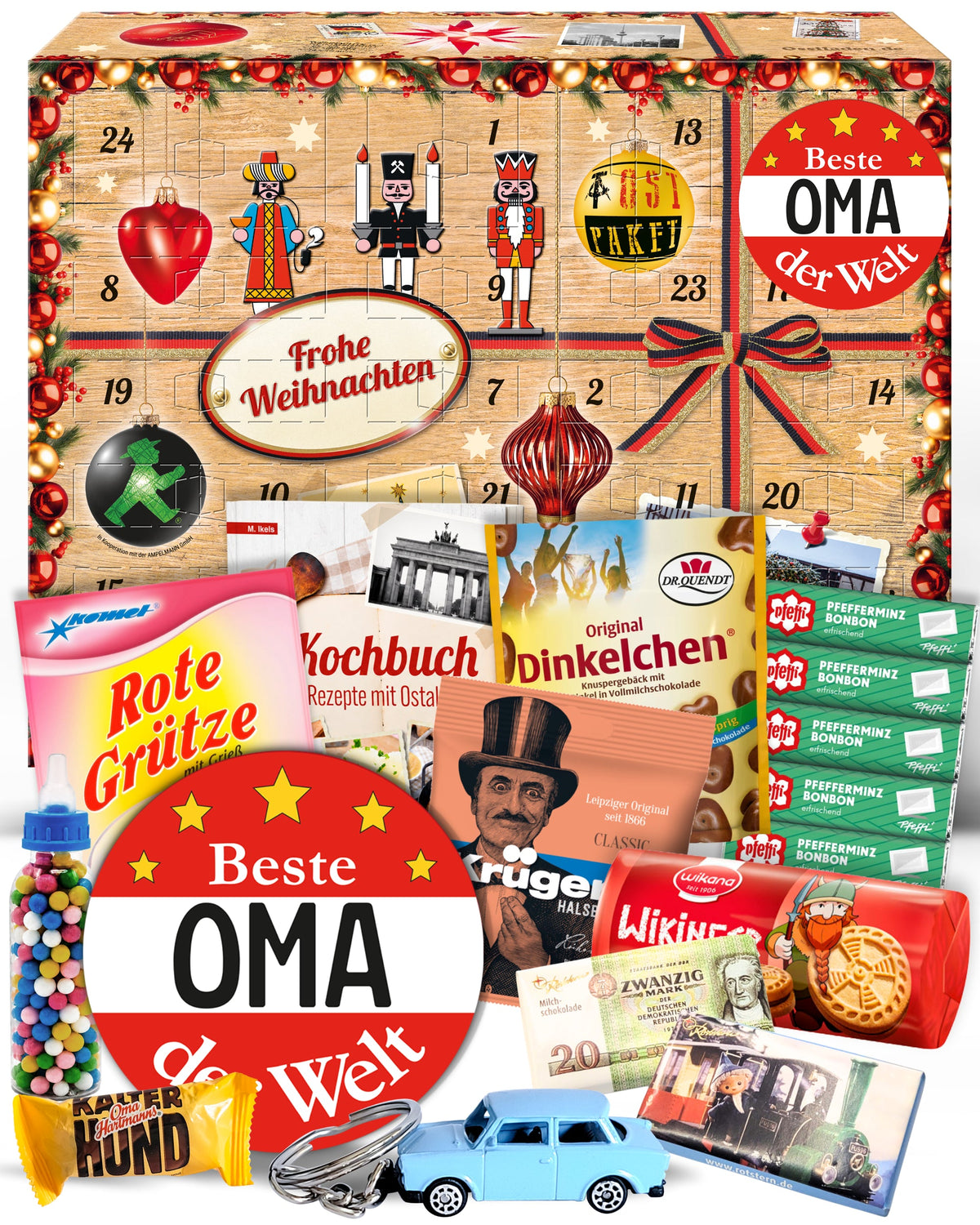 Beste Oma - Adventskalender DDR 2025 mit Kultartikeln von Zetti, Dr. Quendt, Komet & Pfeffi – 24 nostalgische Überraschungen für Ostalgie-Fans