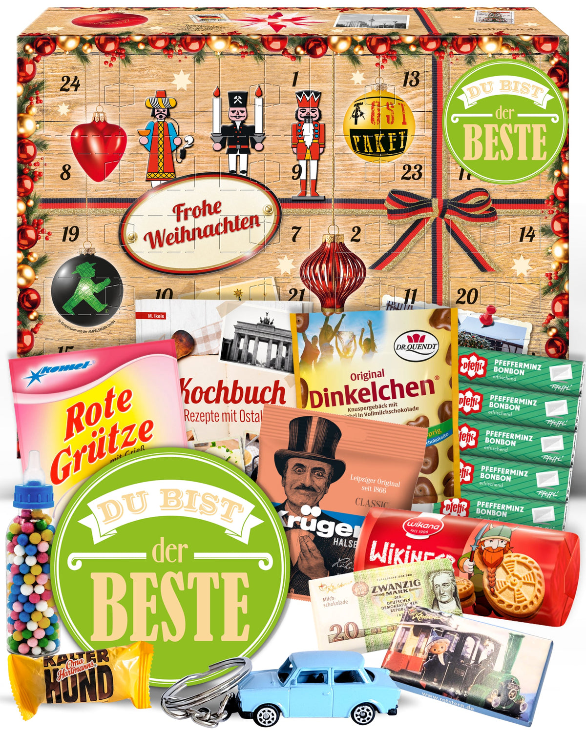 Du bist der Beste - Ostalgie Adventskalender 2026 – 24 Erinnerungen & Kultprodukte mit Marken wie Viba, Halloren, Zetti, Komet & Pfeffi