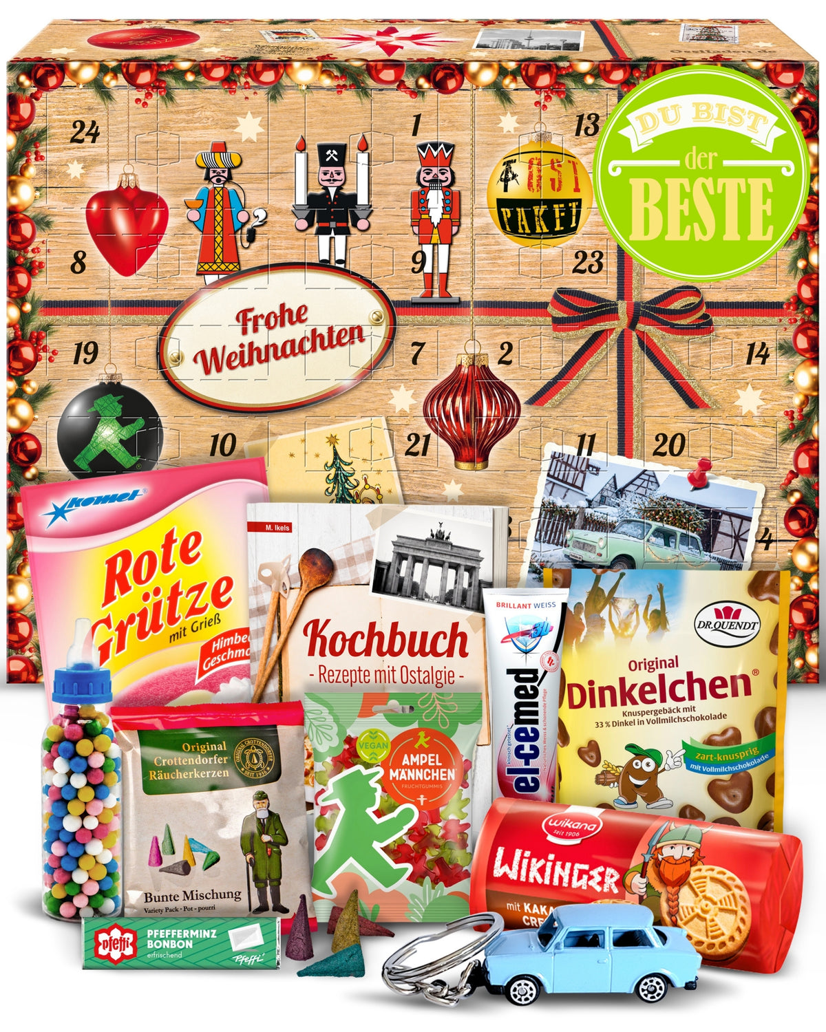 Du bist der Beste - Ostalgie Adventskalender 2026 – 24 Erinnerungen & Kultprodukte mit Marken wie Viba, Halloren, Zetti, Komet & Pfeffi