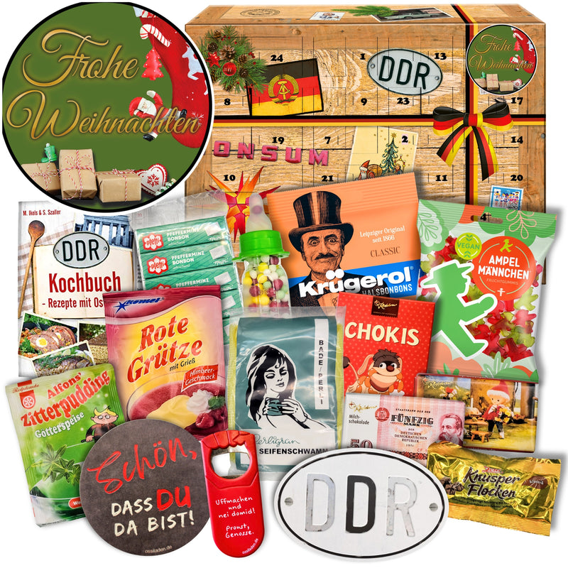 DDR Adventskalender - Frohe Weihnachten 2025 mit Kultartikeln von Zetti, Dr. Quendt, Komet & Pfeffi – 24 nostalgische Überraschungen für Ostalgie-Fans