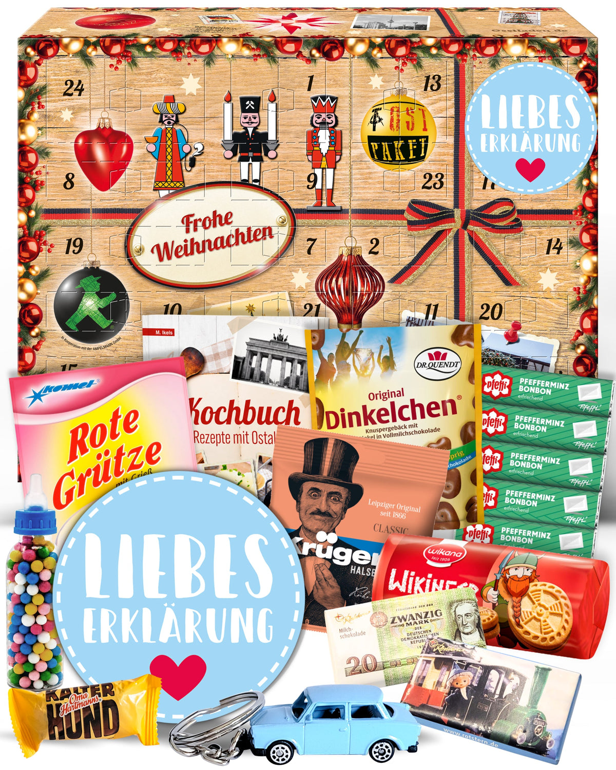 Liebeserklärung - Ostalgie Adventskalender 2026 – 24 Erinnerungen & Kultprodukte mit Marken wie Viba, Halloren, Zetti, Komet & Pfeffi