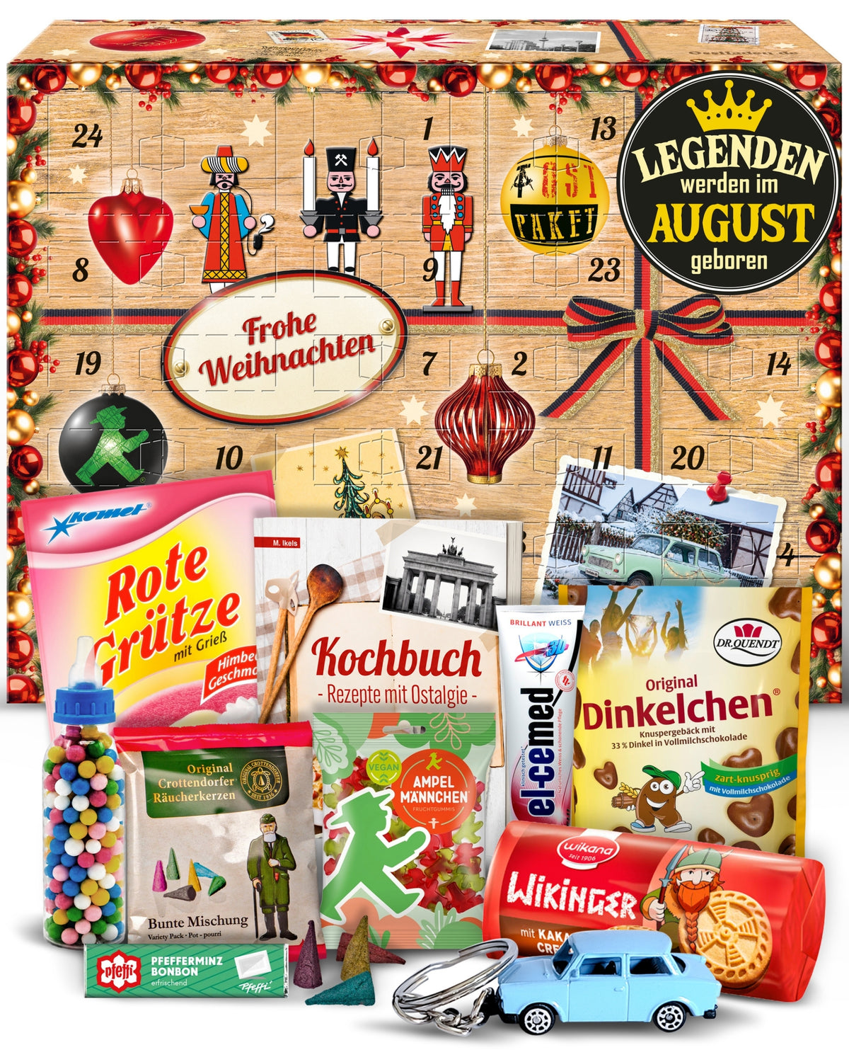 Legenden werden im August geboren - Ostalgie Adventskalender 2026 – 24 Kultprodukte mit Marken wie Viba, Halloren, Zetti, Komet & Pfeffi