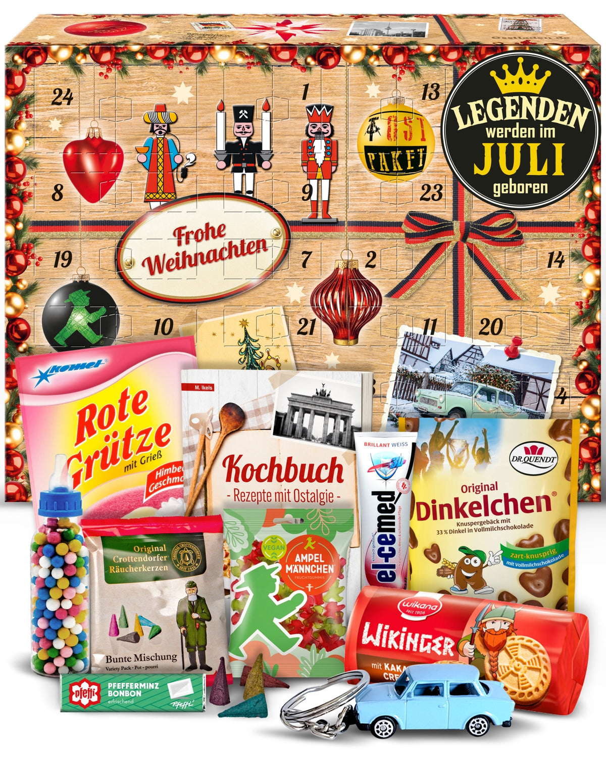 Legenden werden im Juli geboren - Ostalgie Adventskalender 2026 – 24 Kultprodukte mit Marken wie Viba, Halloren, Zetti, Komet & Pfeffi
