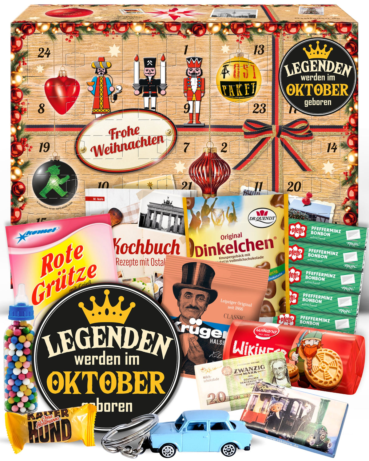 Legenden werden im Oktober geboren - Ostalgie Adventskalender 2026 – 24 Erinnerungen & Kultprodukte mit Marken wie Viba, Halloren, Zetti, Komet & Pfeffi