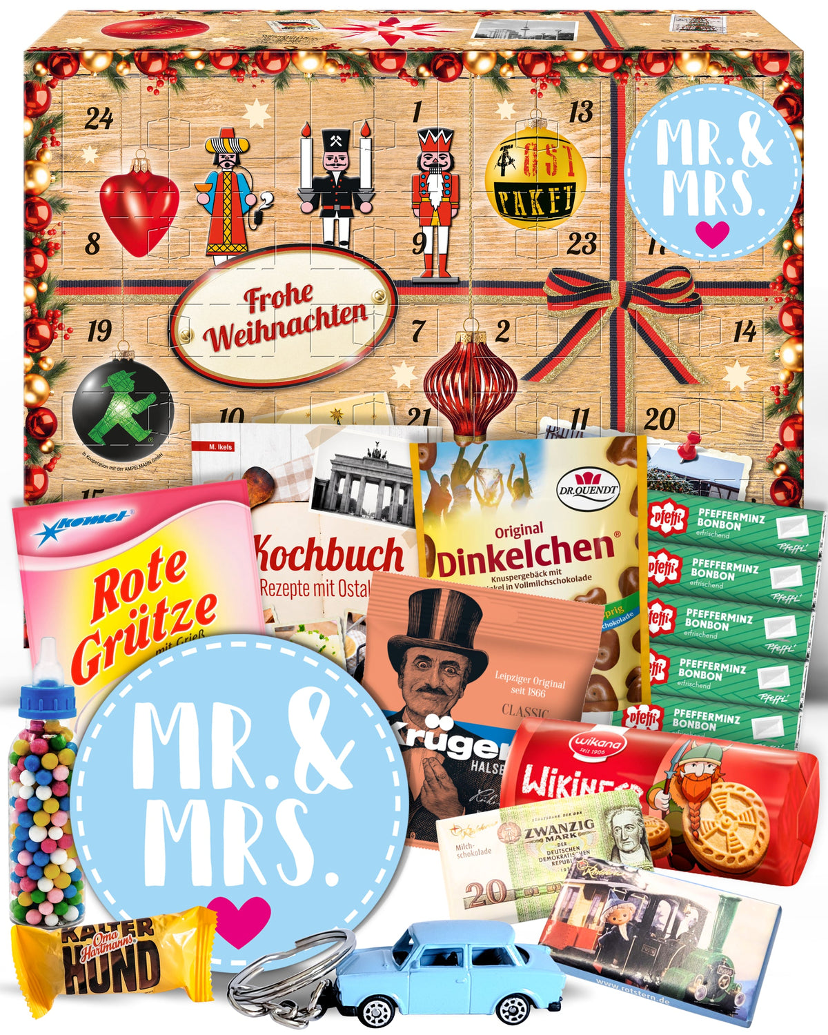 Mr.& Mrs - Ostalgie Adventskalender 2026 – 24 Erinnerungen & Kultprodukte mit Marken wie Viba, Halloren, Zetti, Komet & Pfeffi