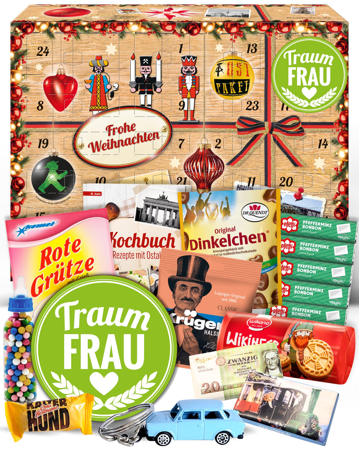 Traumfrau - Ostalgie Adventskalender 2026 – 24 Erinnerungen & Kultprodukte mit Marken wie Viba, Halloren, Zetti, Komet & Pfeffi
