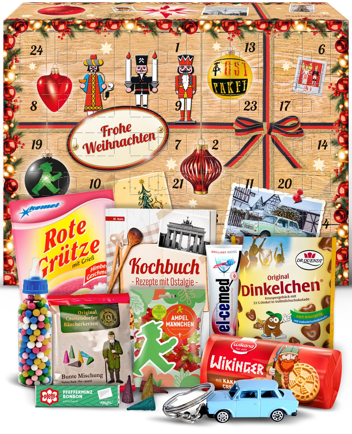 Ostalgie Adventskalender 2026 – 24 Erinnerungen & Kultprodukte mit Marken wie Viba, Halloren, Zetti, Komet & Pfeffi