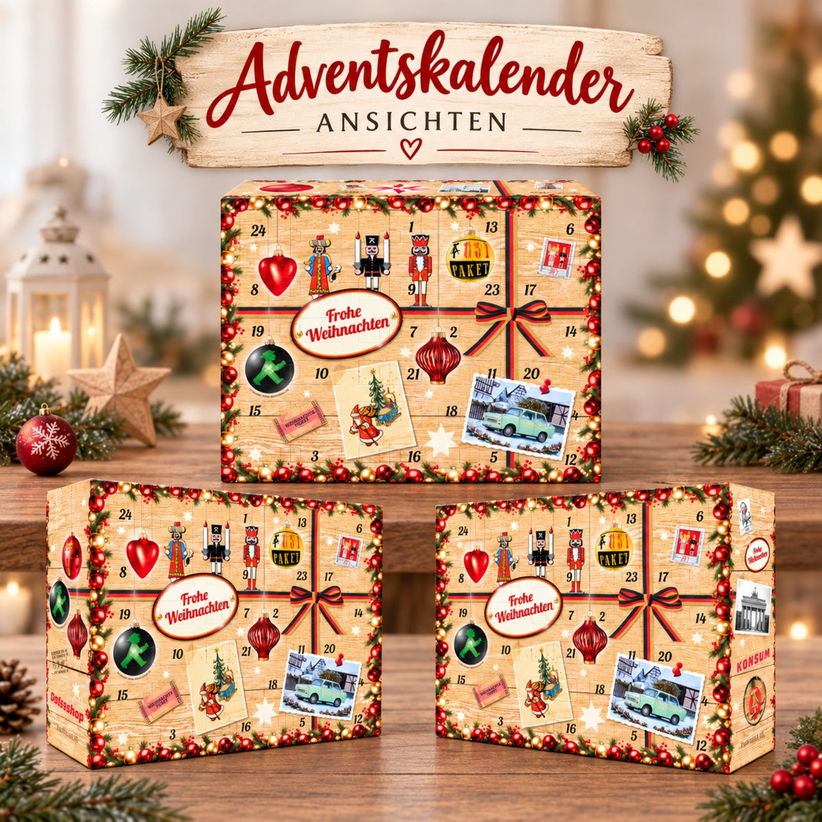 Frohe Weihnachten - Ostalgie Adventskalender 2026 – 24 Erinnerungen & Kultprodukte mit Marken wie Viba, Halloren, Zetti, Komet & Pfeffi