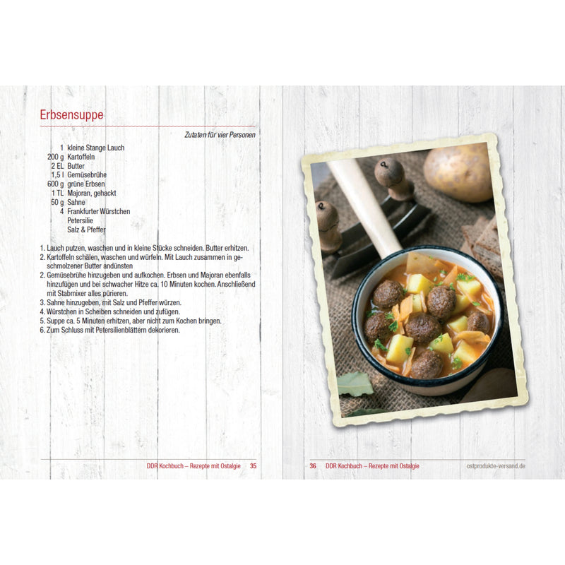 Kochbuch - Rezeptbeispiel Erbsensuppe mit Foto