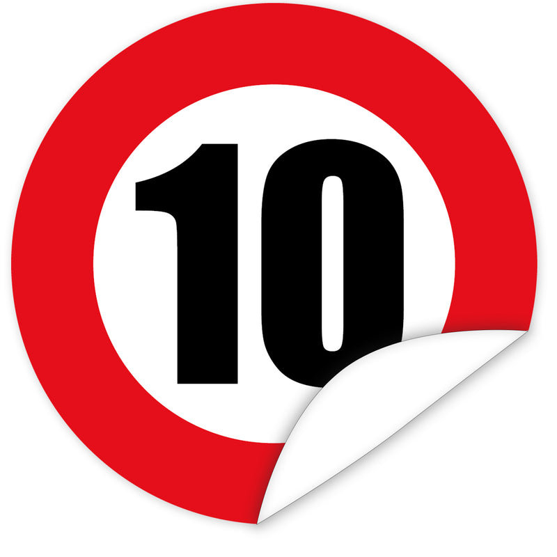 Aufkleber-Zahl-10-Motiv-Verkehrsschild