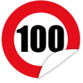 Aufkleber-Zahl-100-Motiv-Verkehrsschild