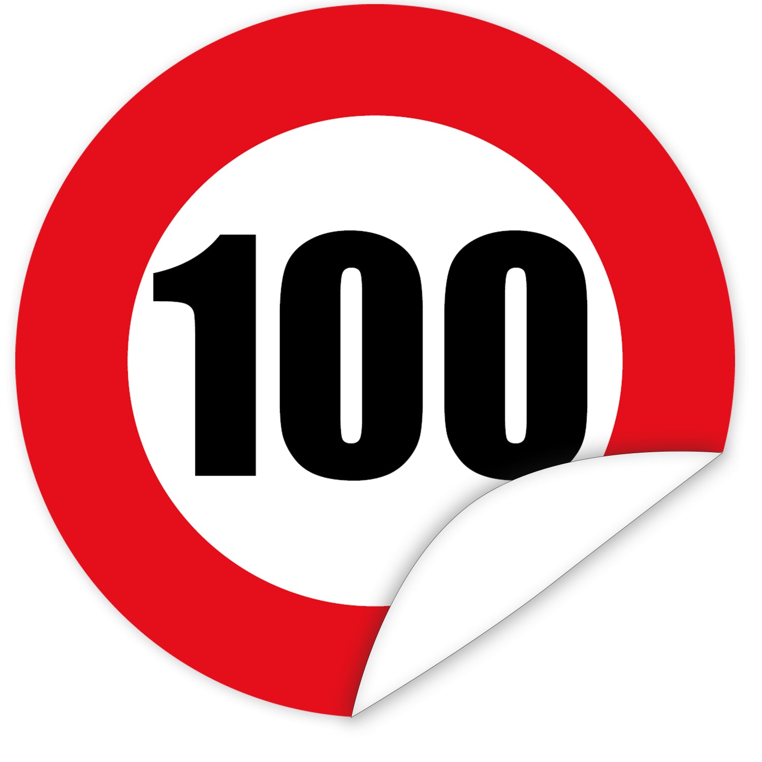 Aufkleber-Zahl-100-Motiv-Verkehrsschild