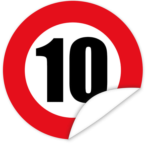 Aufkleber-Zahl-10-Motiv-Verkehrsschild