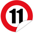 Aufkleber-Zahl-11-Motiv-Verkehrsschild
