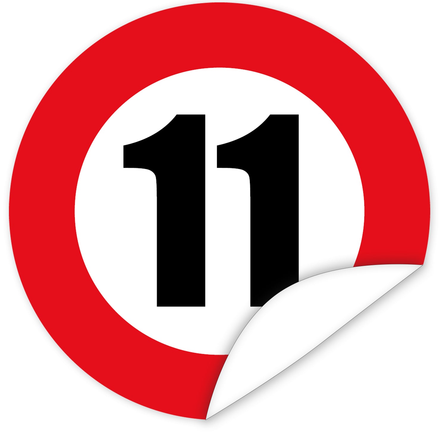 Aufkleber-Zahl-11-Motiv-Verkehrsschild