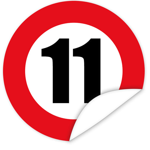 Aufkleber-Zahl-11-Motiv-Verkehrsschild