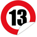 Aufkleber-Zahl-13-Motiv-Verkehrsschild