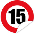 Aufkleber-Zahl-15-Motiv-Verkehrsschild