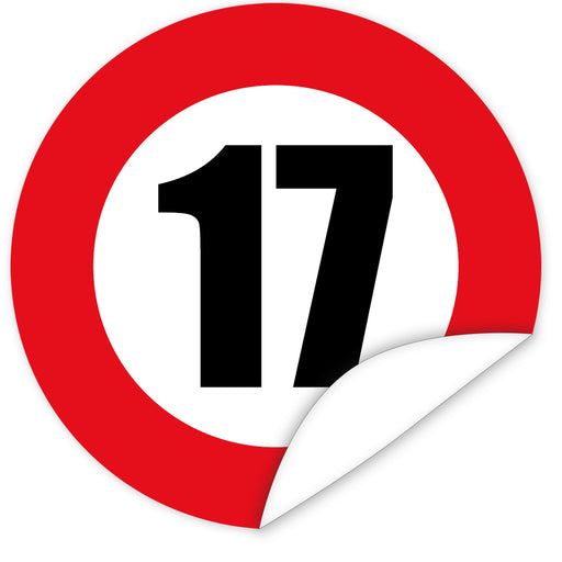 Aufkleber-Zahl-17-Motiv-Verkehrsschild