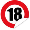 Aufkleber-Zahl-18-Motiv-Verkehrsschild