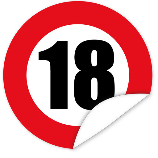 Aufkleber-Zahl-18-Motiv-Verkehrsschild