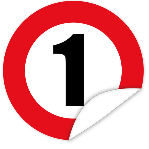 Aufkleber-Zahl-1-Motiv-Verkehrsschild