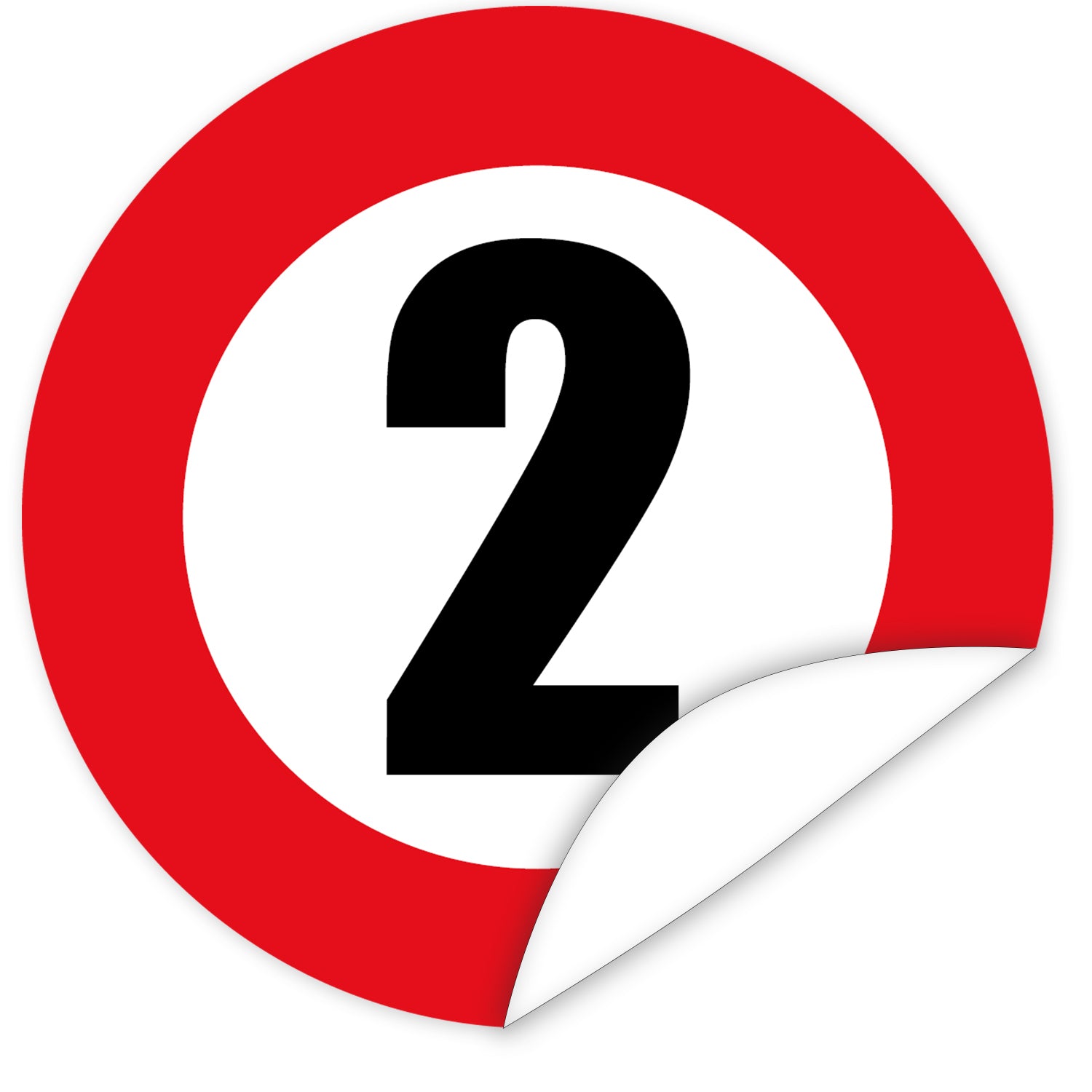 Aufkleber-Zahl-2-Motiv-Verkehrsschild