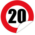 Aufkleber-Zahl-20-Motiv-Verkehrsschild