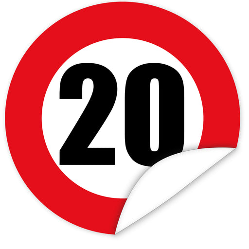 Aufkleber-Zahl-20-Motiv-Verkehrsschild