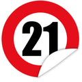 Aufkleber-Zahl-21-Motiv-Verkehrsschild