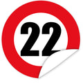 Aufkleber-Zahl-22-Motiv-Verkehrsschild