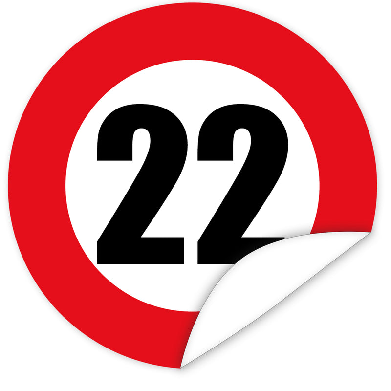 Aufkleber-Zahl-22-Motiv-Verkehrsschild