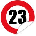 Aufkleber-Zahl-23-Motiv-Verkehrsschild