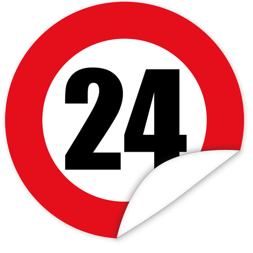 Aufkleber-Zahl-24-Motiv-Verkehrsschild
