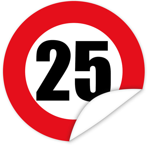 Aufkleber-Zahl-25-Motiv-Verkehrsschild