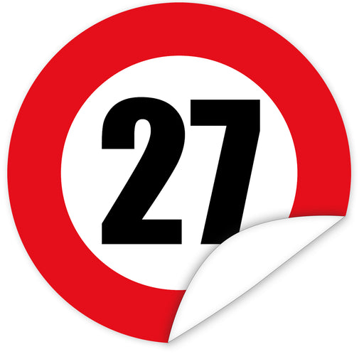 Aufkleber-Zahl-27-Motiv-Verkehrsschild