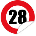 Aufkleber-Zahl-28-Motiv-Verkehrsschild