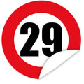 Aufkleber-Zahl-29-Motiv-Verkehrsschild