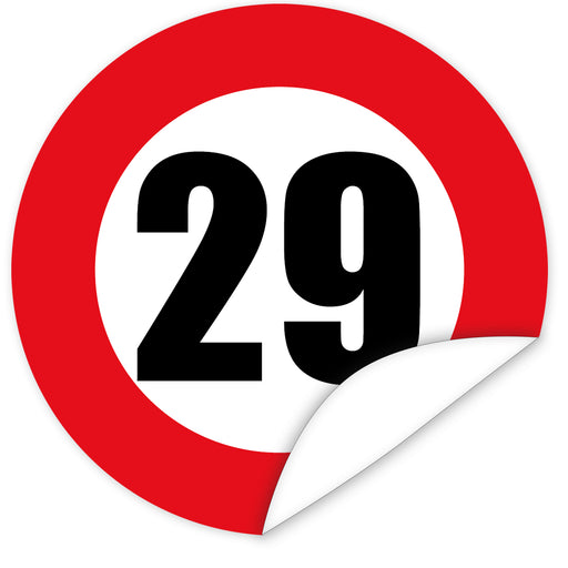 Aufkleber-Zahl-29-Motiv-Verkehrsschild