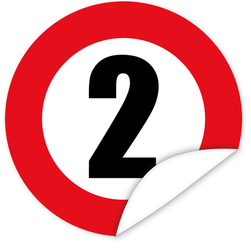 Aufkleber-Zahl-2-Motiv-Verkehrsschild