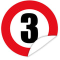 Aufkleber-Zahl-3-Motiv-Verkehrsschild
