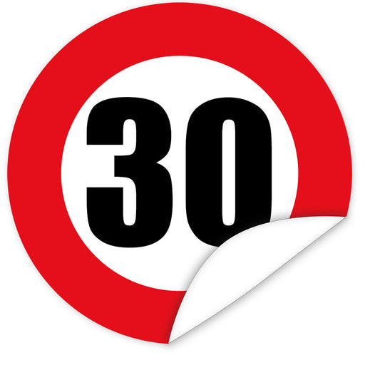 Aufkleber-Zahl-30-Motiv-Verkehrsschild