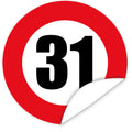 Aufkleber-Zahl-31-Motiv-Verkehrsschild