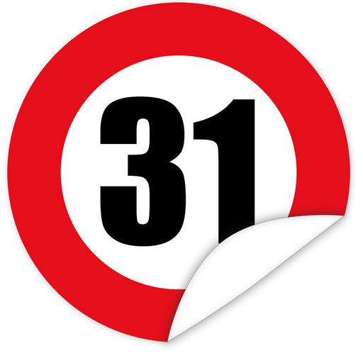 Aufkleber-Zahl-31-Motiv-Verkehrsschild