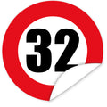 Aufkleber-Zahl-32-Motiv-Verkehrsschild