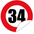 Aufkleber-Zahl-34-Motiv-Verkehrsschild
